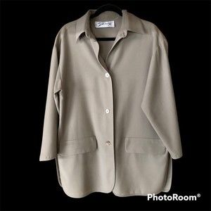 Genny Beige Wool Vintage Oversized Blazer / Jacket Scandi